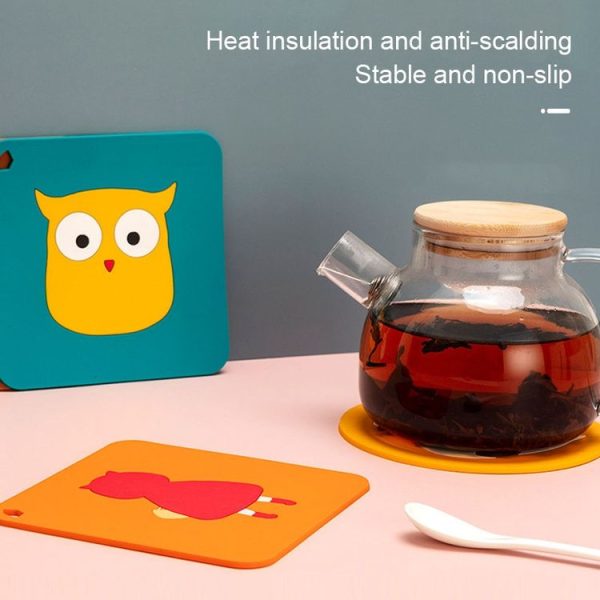 Anti-scald and Heat-resistant Placemats Home Waterproof and Oil-proof Table Mats Silicone Coasters, Size: Large, Style: Little Red Riding Hood - Image 5