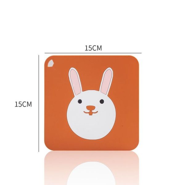 Anti-scald and Heat-resistant Placemats Home Waterproof and Oil-proof Table Mats Silicone Coasters, Size: Large, Style: Bunny - Image 2