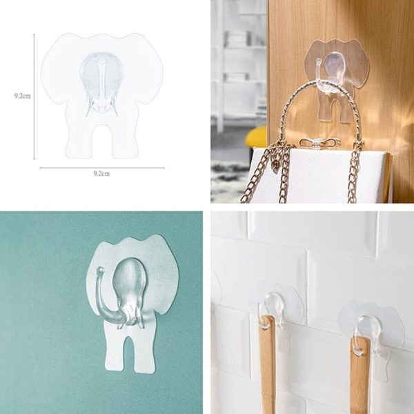 Creative Elephant Hook Kitchen Bathroom Waterproof Wall Hook (Transparent) - Image 5