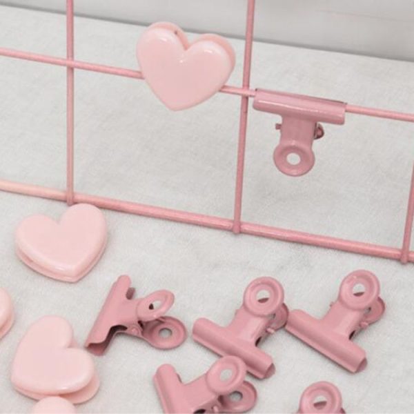2 PCS Creative Cute Pink Metal Clips Office Accessories Paper Clips Photo Clips (Heart) - Image 6