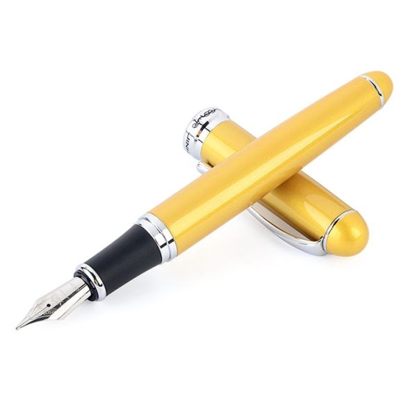 X750 Stationery Stainless Steel Fountain Pen Medium Nib Ink Pens School Oiifice Gift, Nib Size: 1.1mm (Gold) - Image 2