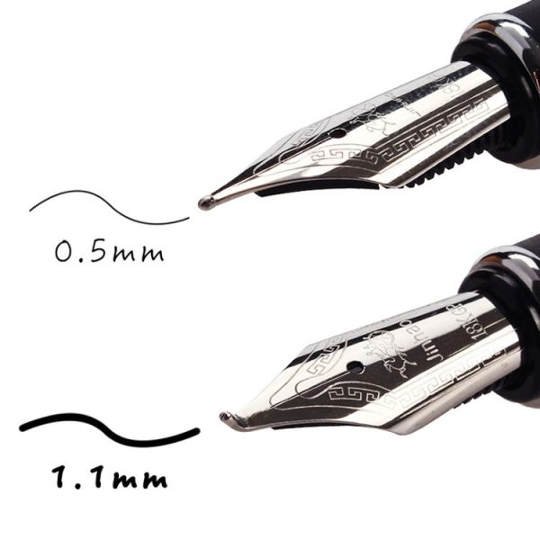 X750 Stationery Stainless Steel Fountain Pen Medium Nib Ink Pens School Oiifice Gift, Nib Size: 1.1mm (Gold) - Image 3