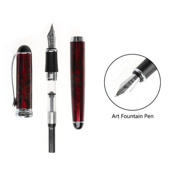X750 Stationery Stainless Steel Fountain Pen Medium Nib Ink Pens School Oiifice Gift, Nib Size: 1.1mm (Gold) - Image 4