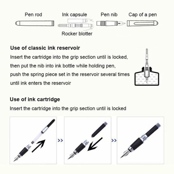 X750 Stationery Stainless Steel Fountain Pen Medium Nib Ink Pens School Oiifice Gift, Nib Size: 1.1mm (Gold) - Image 5