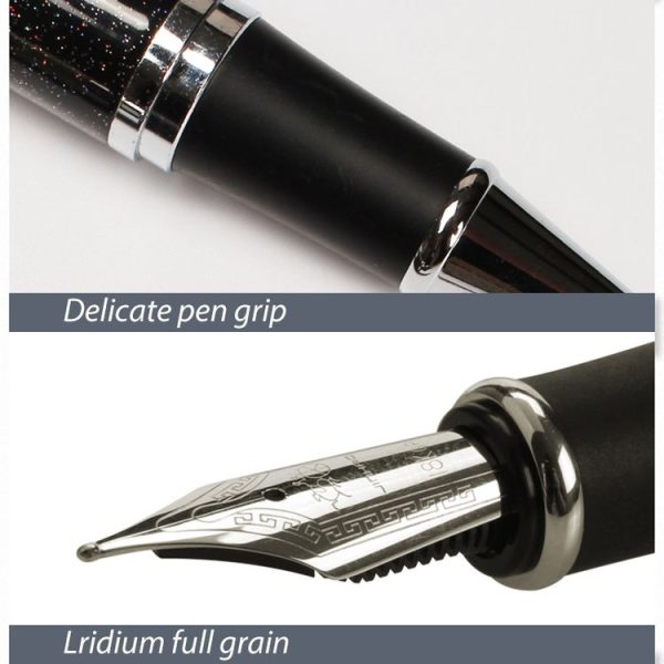 X750 Stationery Stainless Steel Fountain Pen Medium Nib Ink Pens School Oiifice Gift, Nib Size: 1.1mm (Gold) - Image 6