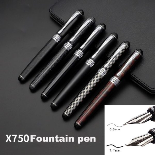 X750 Stationery Stainless Steel Fountain Pen Medium Nib Ink Pens School Oiifice Gift, Nib Size: 1.1mm (Gold) - Image 9