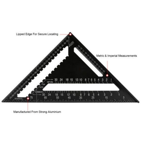 Angle Ruler Measuring Tool For Woodworking Square Layout Gauge (7 Inch Black Metric) - Image 3
