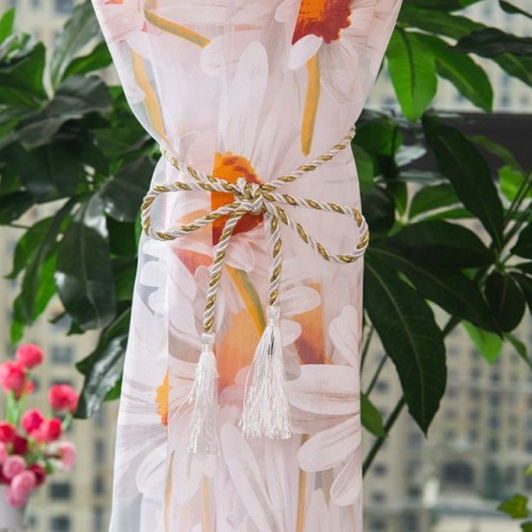Tulle Curtains for Living Room Bedroom Kitchen Floral Window Curtain, Size: 1mx2m Wear Rod (Daisy Rotten Yarn) - Image 5