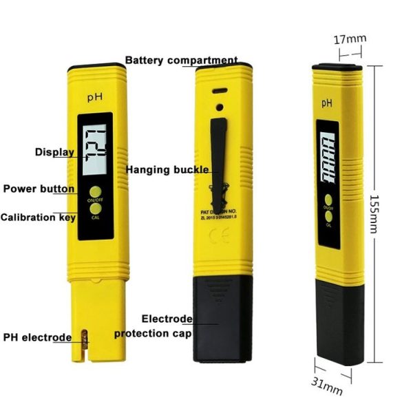 Portable High-precision PH Test Pen PH Acidity Meter PH Water Quality Detection Instrument (Yellow) - Image 3