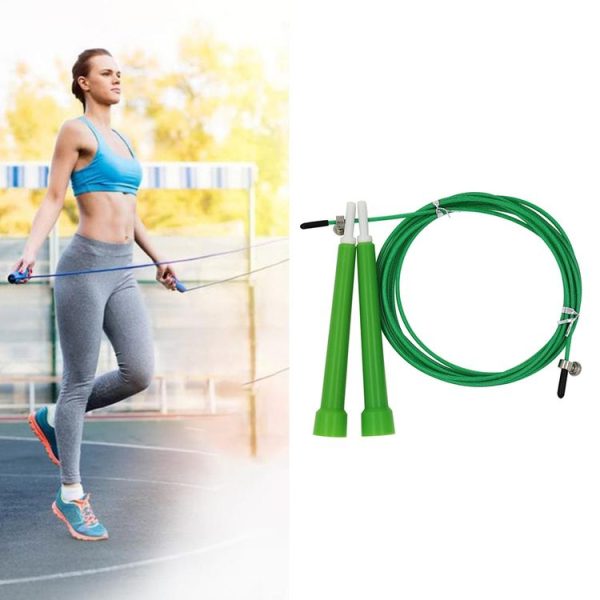 Steel Wire Skipping Skip Adjustable Fitness Jump Rope, Length: 3m (Green)