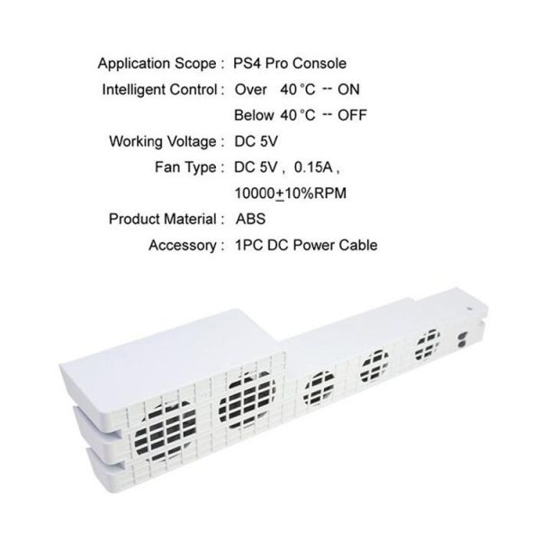 DOBE TP4-831 For PS4 Pro Temperature Controlled Heat Dissipation Automatic Constant Temperature Rear Fan (White) - Image 4