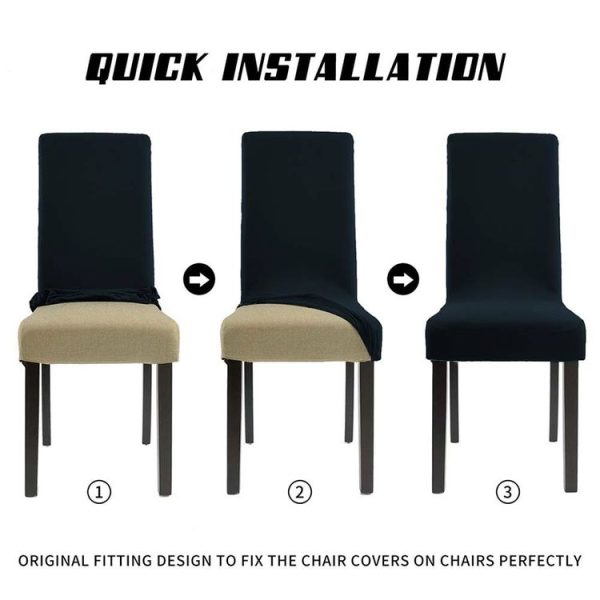 Modern Plain Color Chair Cover Spandex Stretch Elastic Wedding Banquet Chair Covers Dining Seat Cover Pastoral Hotel Cover, Specification: Universal Size (Black) - Image 6
