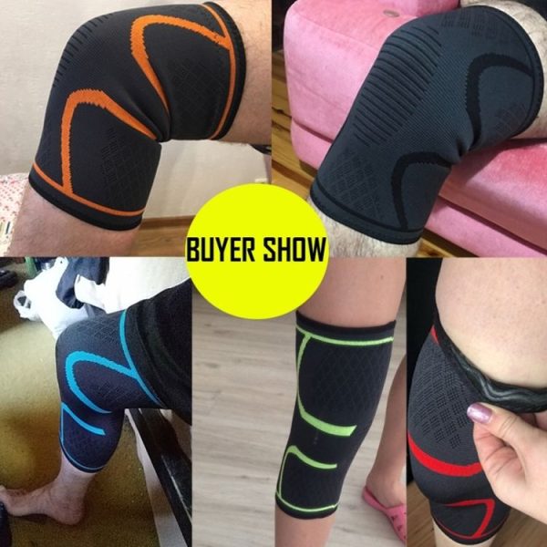 2pcs Comfortable Breathable Elastic Nylon Sports Knit Knee Pads, Size: M (Black) - Image 8