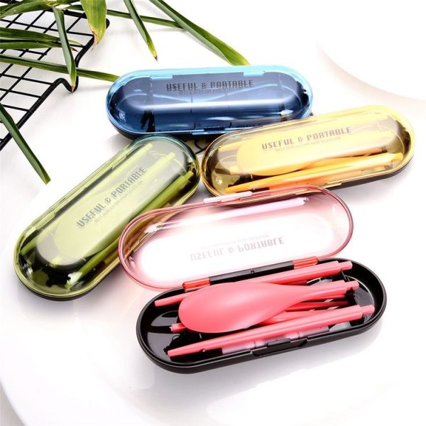 3pcs / Set Mini Outdoor Portable Travel Sets Candy Color Folding Dinner Set Student Kids Kitchen Tool (Pink) - Image 7