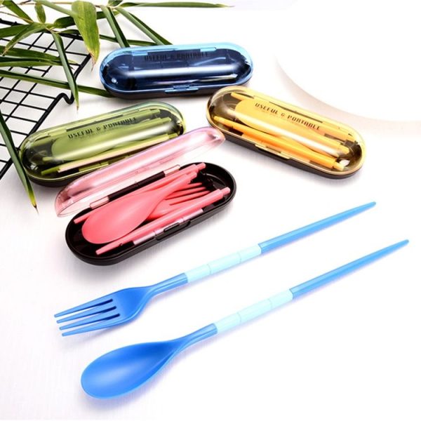 3pcs / Set Mini Outdoor Portable Travel Sets Candy Color Folding Dinner Set Student Kids Kitchen Tool (Pink) - Image 8