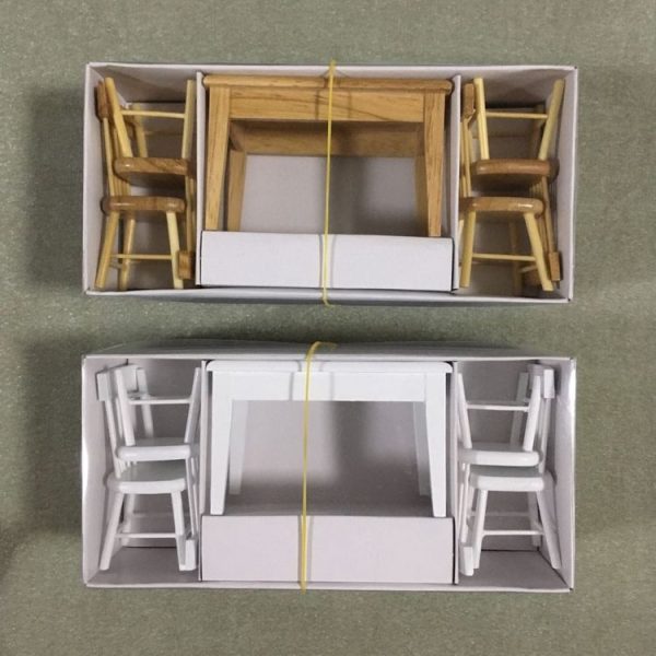 5 PCS / Set 1: 12 Mini Dollhouse Furniture Wooden Dining Table Chair Set Pocket Toy (White) - Image 7