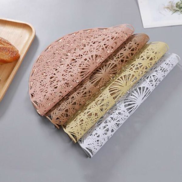 2 PCS Round PVC Insulated Placemat Creative Hollow Household Table Decoration, Size: 38cm (Rose Gold) - Image 3