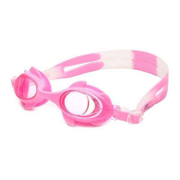 4 in 1 Cartoon Little Crab Waterproof and Anti-fog Silicone Swimming Goggles + Printed Pattern Swimming Cap + Nose Clip Earplugs + Storage Bag Swimming Equipment Set for Children (Pink Fish) - Image 2