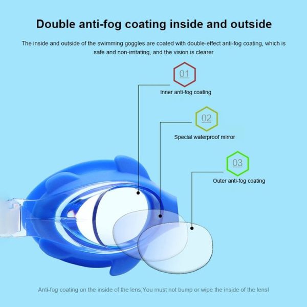 4 in 1 Cartoon Little Crab Waterproof and Anti-fog Silicone Swimming Goggles + Printed Pattern Swimming Cap + Nose Clip Earplugs + Storage Bag Swimming Equipment Set for Children (Pink Fish) - Image 8