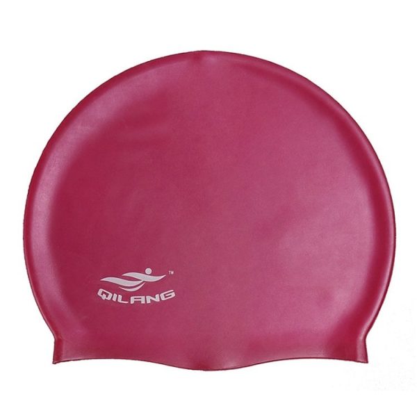 Adult Solid Color Waterproof Silicone Swimming Cap (Wine Red) - Image 2