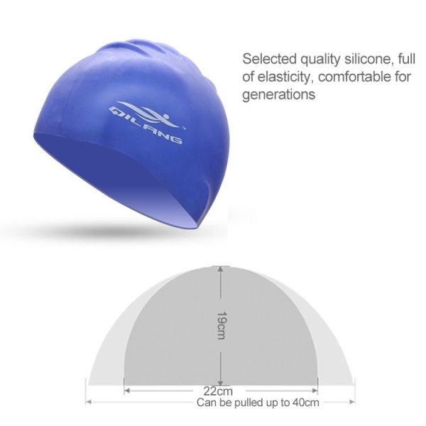 Adult Solid Color Waterproof Silicone Swimming Cap (Wine Red) - Image 3