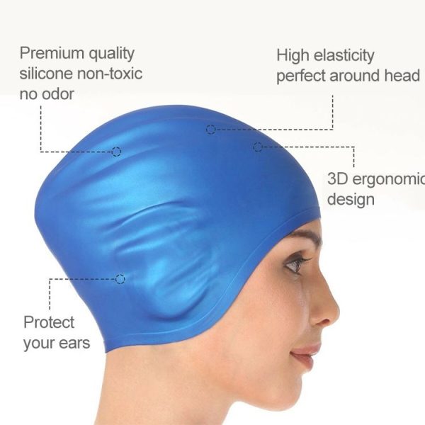 Adult Solid Color Waterproof Silicone Swimming Cap (Wine Red) - Image 5