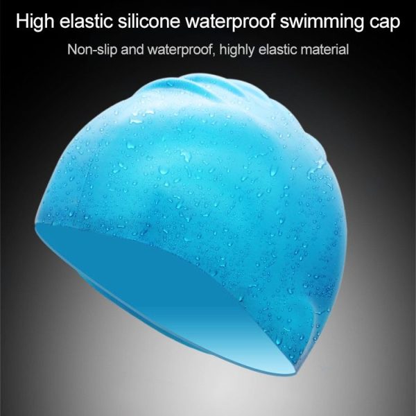 Adult Solid Color Waterproof Silicone Swimming Cap (Wine Red) - Image 6