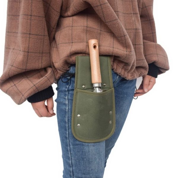 Army Green Portable Waist-mounted Waterproof Garden Tool Shovel Storage Bag Protective Sleeve, Style: Short Section 13x23.8cm - Image 5