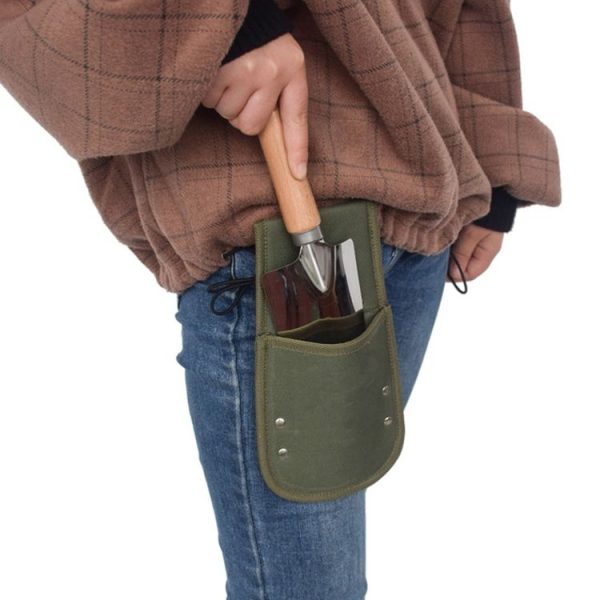 Army Green Portable Waist-mounted Waterproof Garden Tool Shovel Storage Bag Protective Sleeve, Style: Short Section 13x23.8cm - Image 6