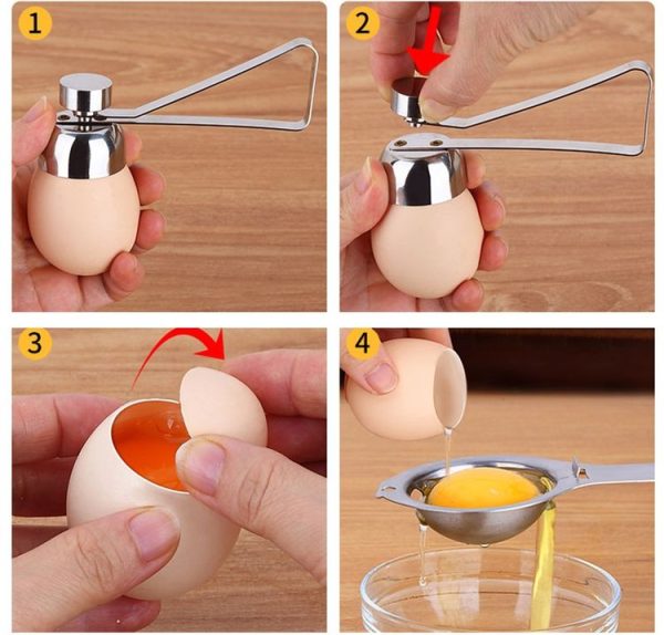 Metal Egg Scissors Egg Topper Cutter Shell Opener Stainless Steel Boiled Raw Egg Creative Kitchen Tools (Silver) - Image 7