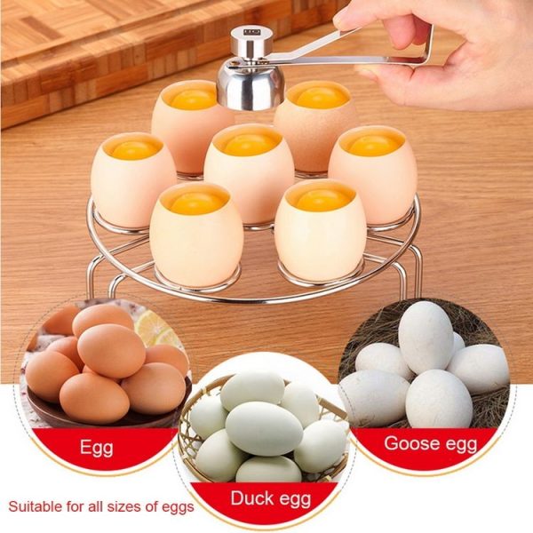 Metal Egg Scissors Egg Topper Cutter Shell Opener Stainless Steel Boiled Raw Egg Creative Kitchen Tools (Silver) - Image 9