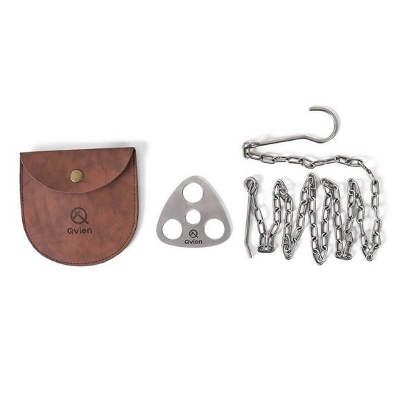 Qvien Outdoor Camping Portable Triangle Hanging Pot Bracket Barbecue Multifunctional Picnic Ring Hook - Image 3