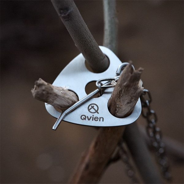 Qvien Outdoor Camping Portable Triangle Hanging Pot Bracket Barbecue Multifunctional Picnic Ring Hook - Image 6
