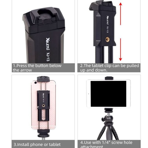 Xiletu Xj-13 Live BroadcastTripod Mount Phone Clamp with 1 / 4 inch Screw Holes & Cold Shoe Base - Image 7