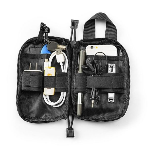 1000D Nylon Bag Outdoor Waist Fanny Pack Mobile Phone Key Mini Tools Waterproof Sport Pouch (Black) - Image 2