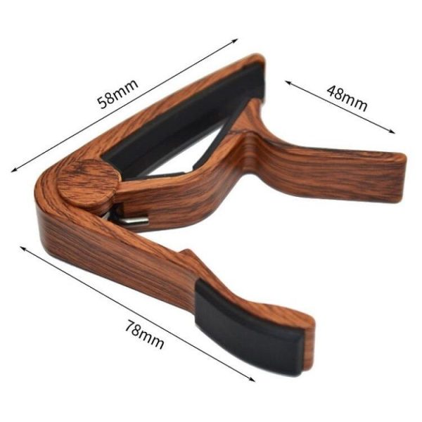 2 in 1 Solid Wood Folk Music Guitar Capo + Pick Set (Dark Wood) - Image 5