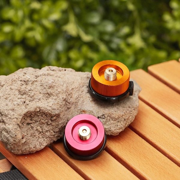 2 PCS Outdoor Camping Hiking Stove Burner Adaptor Split Type Furnace Converter Connector Auto-off Gas Cartridge Tank Cylinder Adapter (Gold) - Image 2