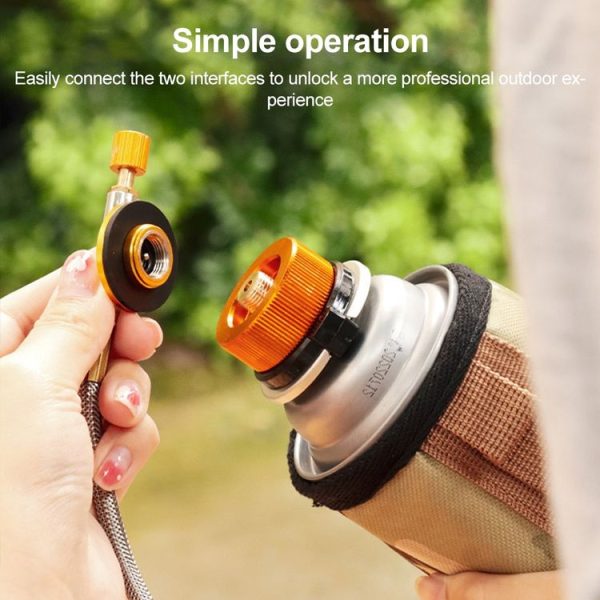 2 PCS Outdoor Camping Hiking Stove Burner Adaptor Split Type Furnace Converter Connector Auto-off Gas Cartridge Tank Cylinder Adapter (Gold) - Image 6