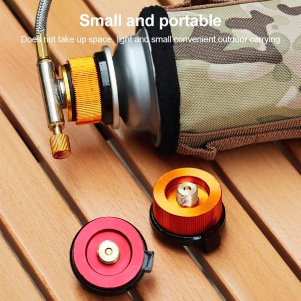 2 PCS Outdoor Camping Hiking Stove Burner Adaptor Split Type Furnace Converter Connector Auto-off Gas Cartridge Tank Cylinder Adapter (Gold) - Image 7