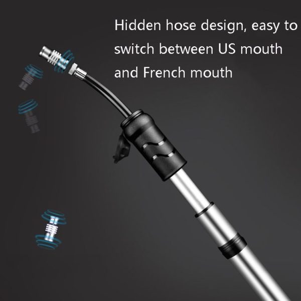WILD MAN High Pressure Mountain Road Bike Portable Bicycle Pump Us And French Mouth Universal Mini Basketball Pump (Bright Silver) - Image 6