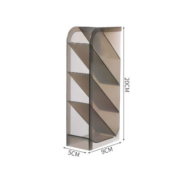 2 PCS Multi-function 4 Grid Desktop Pen Holder Office School Storage Case Clear Plastic Box Desk Pencil Organizer (Grey Diagonal Insert) - Image 2