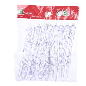 12pcs / bag Christmas Supplies Transparent Ice Bar Pendant Christmas Tree Decoration Thread Pendant