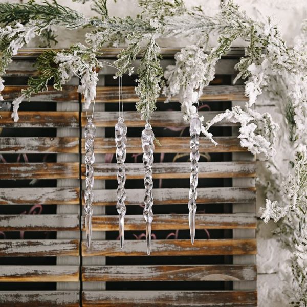 12pcs / bag Christmas Supplies Transparent Ice Bar Pendant Christmas Tree Decoration Thread Pendant - Image 4