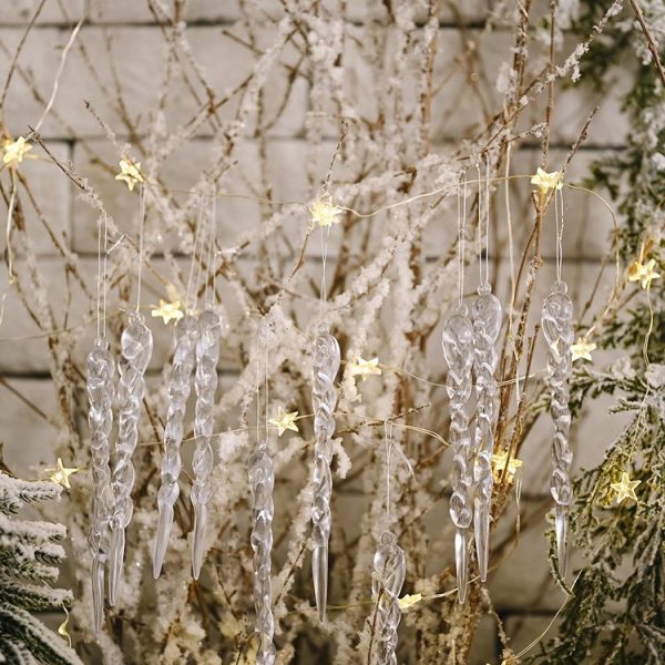 12pcs / bag Christmas Supplies Transparent Ice Bar Pendant Christmas Tree Decoration Thread Pendant - Image 6
