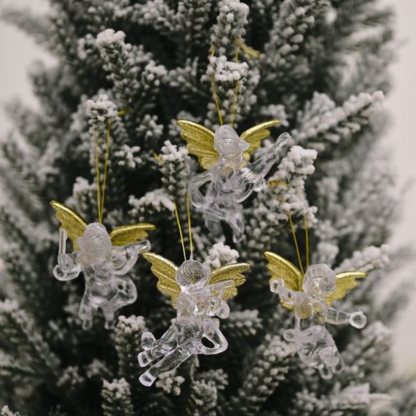 4pcs / bag Christmas Decorations Transparent Angel Pendant Christmas Tree Ornaments
