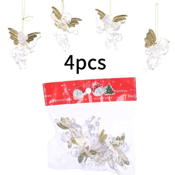4pcs / bag Christmas Decorations Transparent Angel Pendant Christmas Tree Ornaments - Image 2