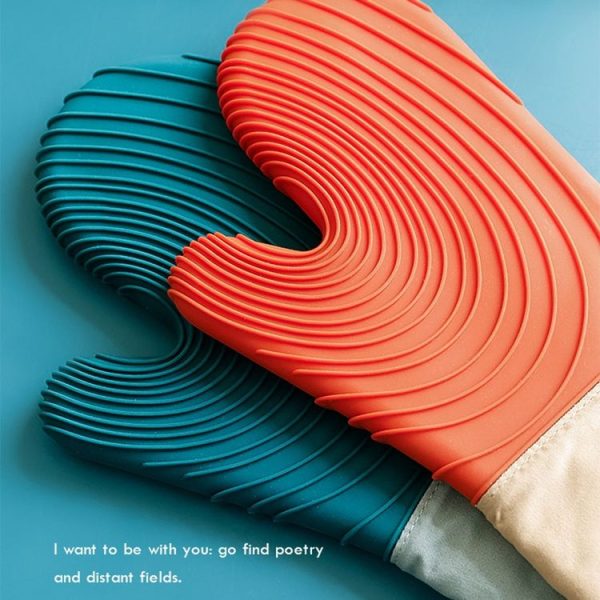 Thickened Silicone Gloves Household Microwave Oven Anti-Scald Insulation Glove (Light blue) - Image 4