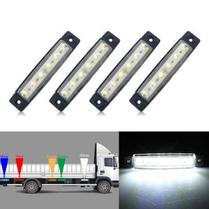 4 PCS 12V 6 SMD Auto Car Bus Truck Wagons External Side Marker Lights LED Trailer Indicator Light Rear Side Lamp (White)