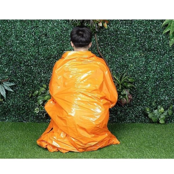 Outdoor Pe Sleeping Bag Disaster Relief & Cold Prevention Heat Insulation & Warmth Emergency Sleeping Bag (Orange) - Image 3