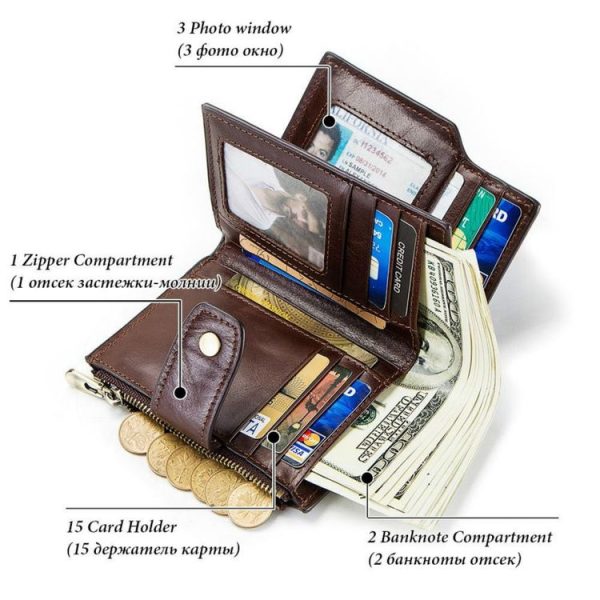 Men Leather Wallet Smart Bluetooth Antimagnetic RFID Anti-Lost Anti-Theft Multi-Function Coin Purse - Image 4